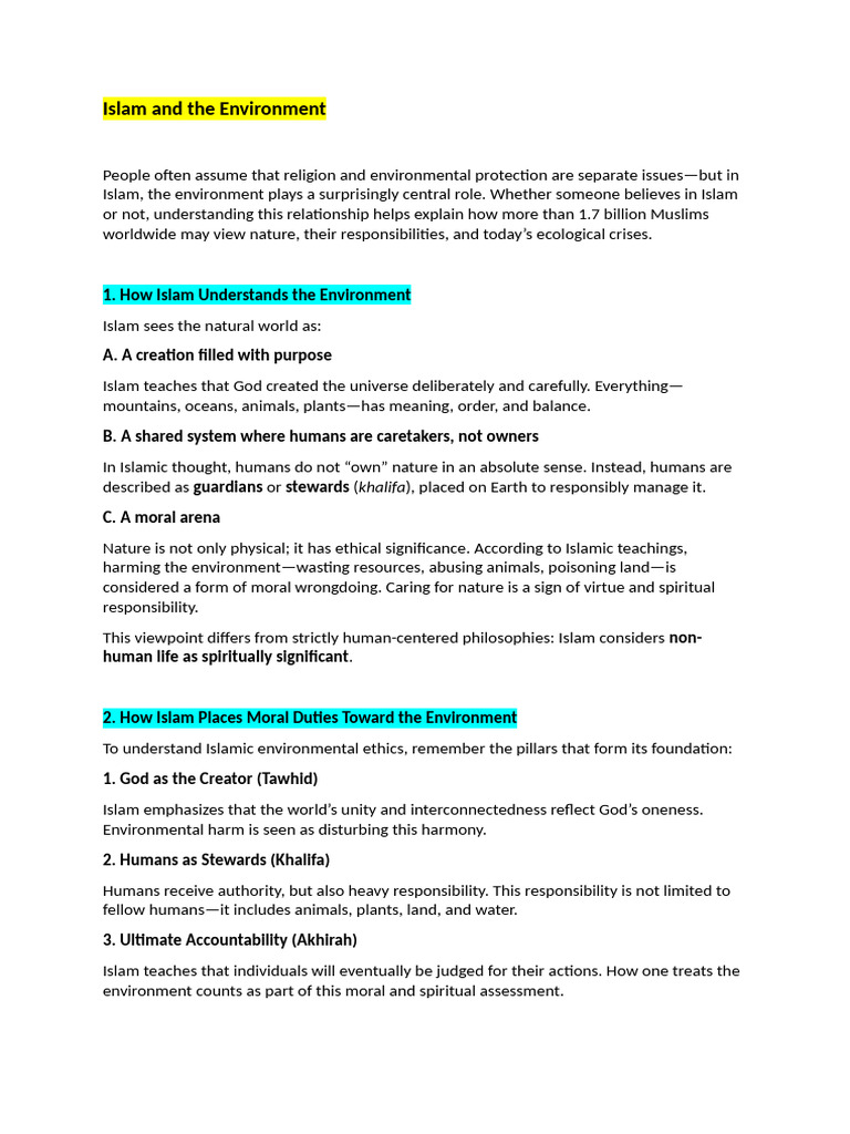 Islamic Environmental Ethics Explained | PDF | Environmental Ethics ...