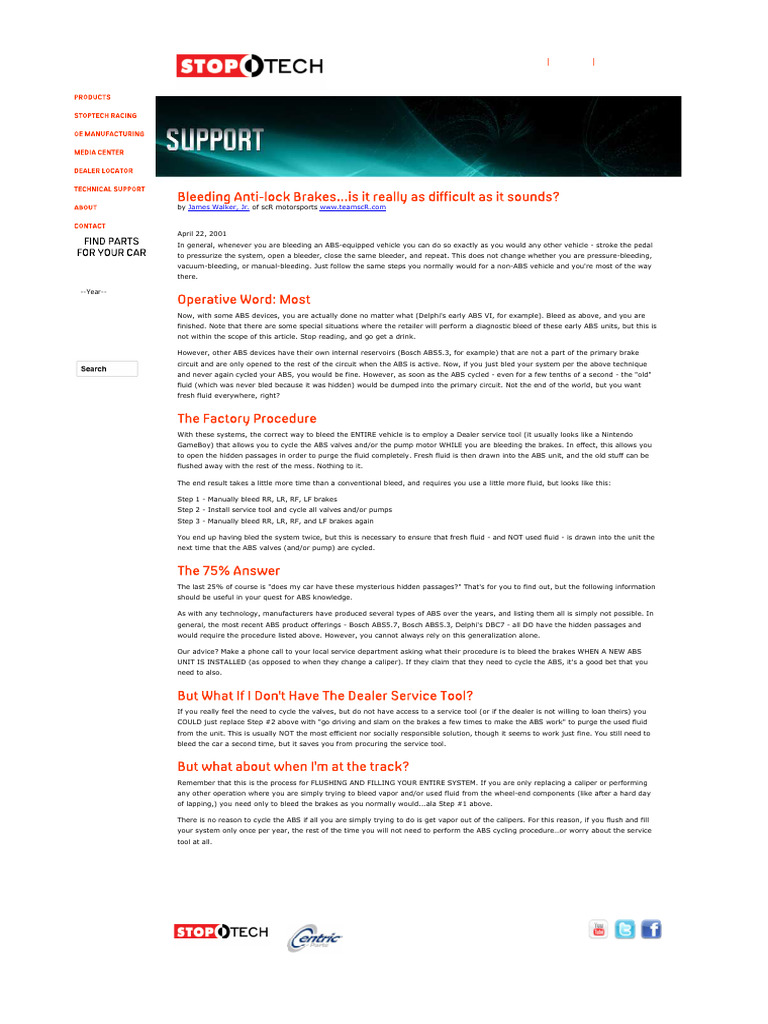Bleeding ABS Brake Systems Guide | PDF | Anti Lock Braking System | Brake