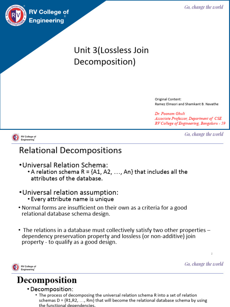 Lossless Join Decomposition in Databases | PDF | Algorithms | Applied ...