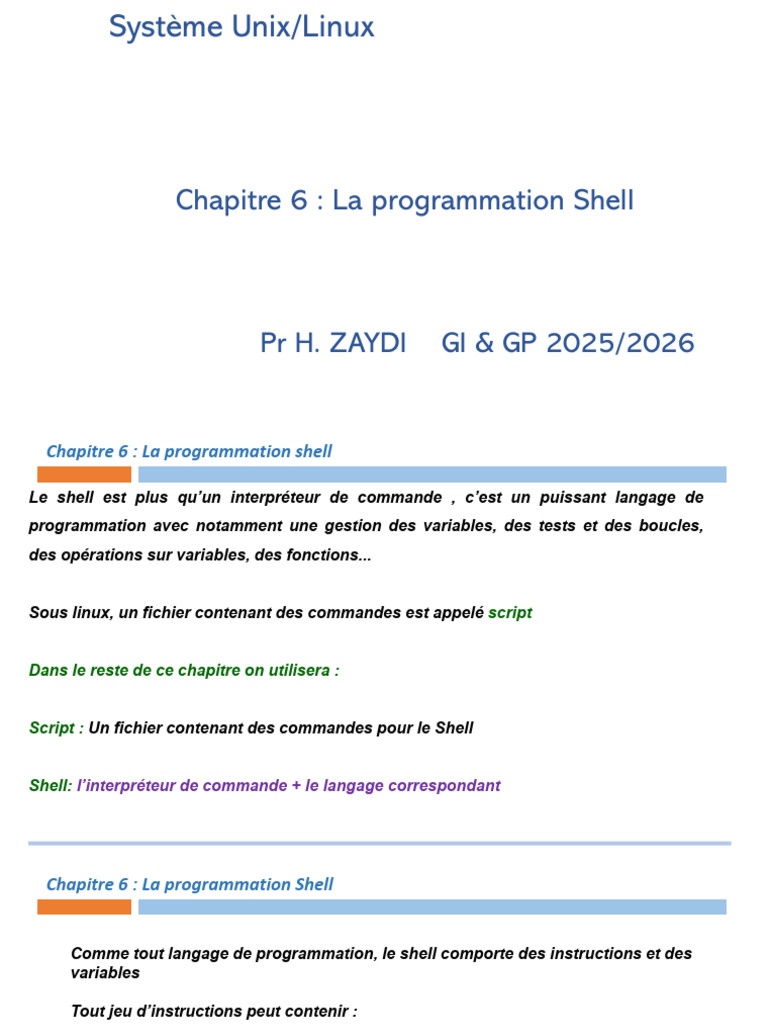 Programmation Shell sous Linux : Guide Complet | PDF | Structure de ...