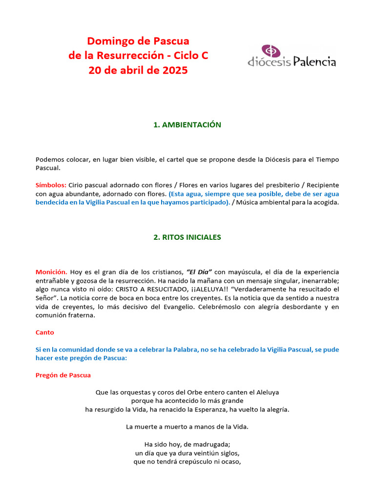 Celebración de Pascua 2025: Liturgia y Reflexión | PDF | eucaristía ...