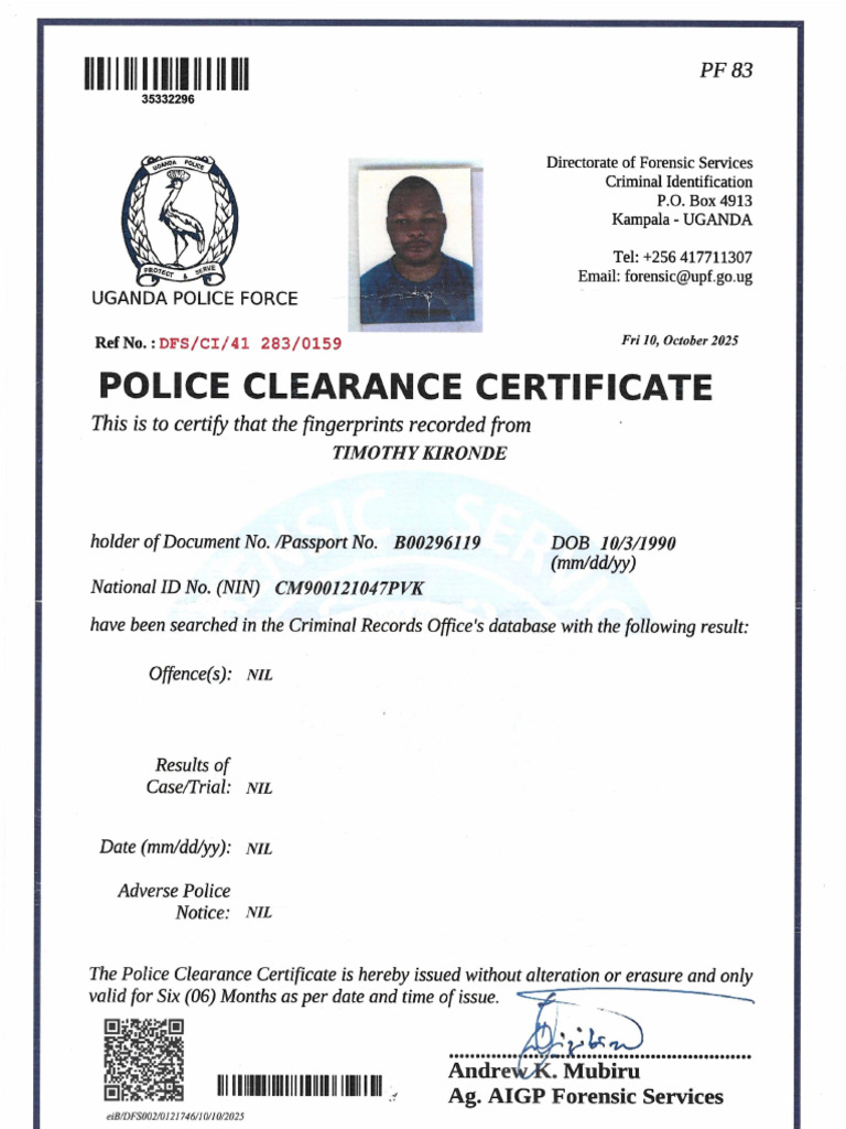 Confirmed Interpol Kironde | PDF