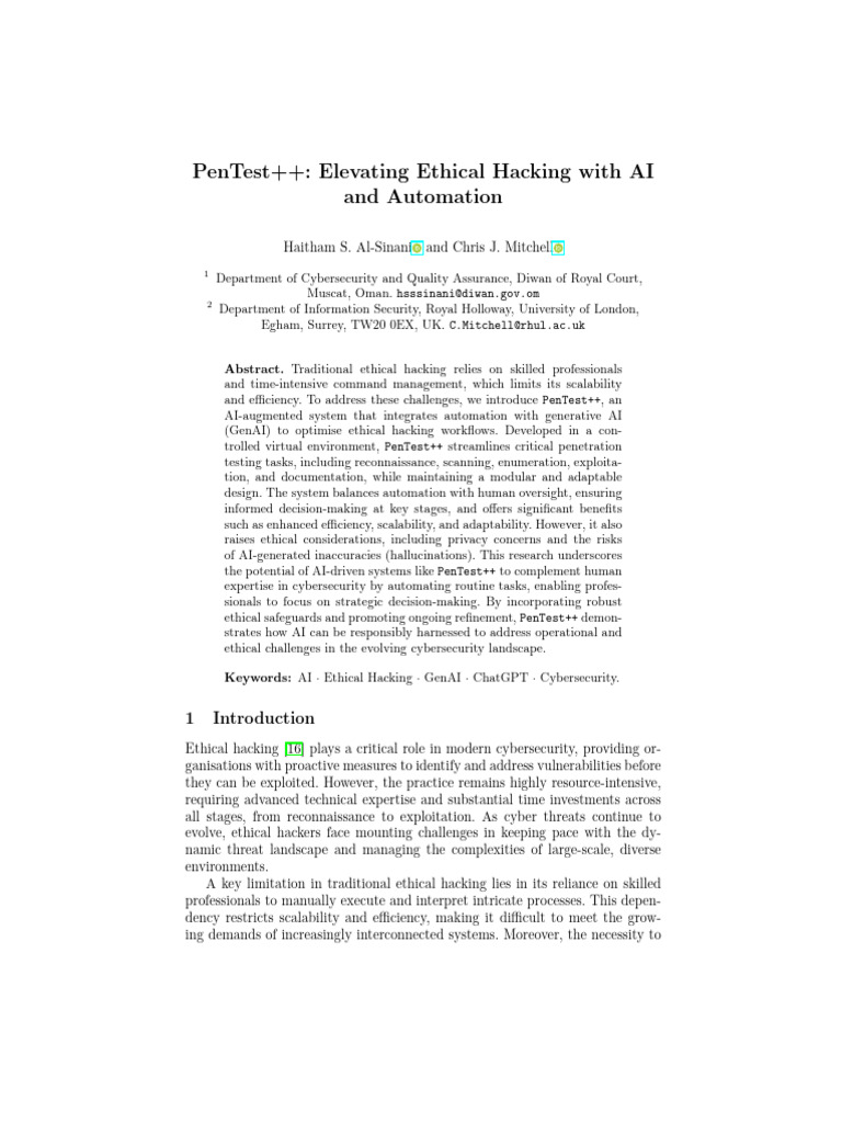 AI-Enhanced Ethical Hacking with PenTest++ | PDF | Virtual Machine ...