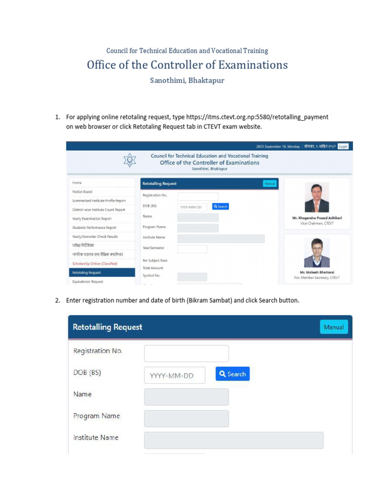 CTEVT Online Retotaling Request Guide | PDF