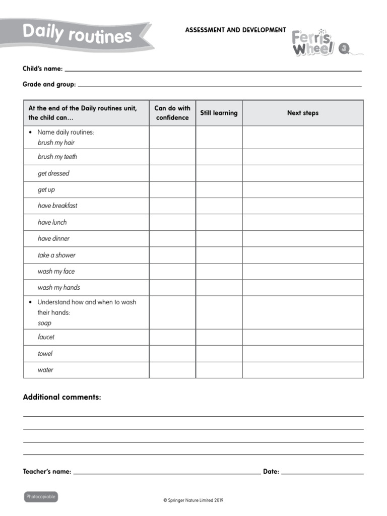 Daily Routines Assessment Template | PDF
