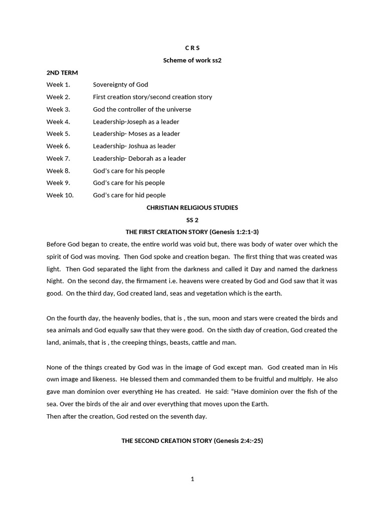 SS2 Christian Religious Studies Overview | PDF | Moses | The Exodus