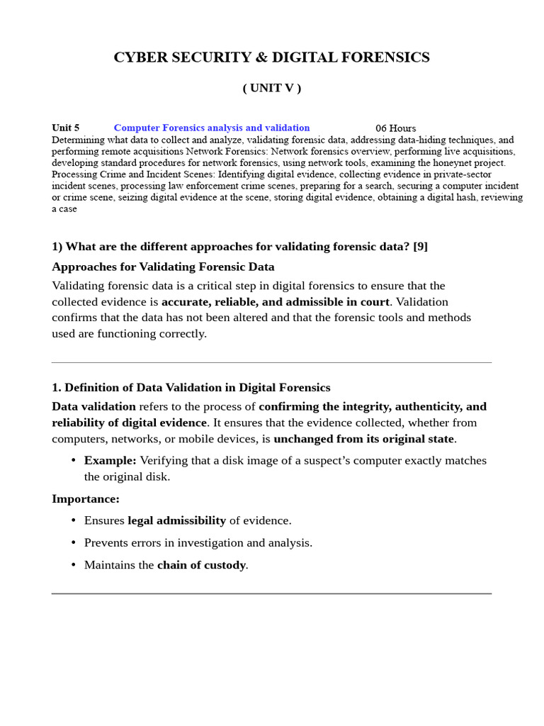 Forensic Data Validation Techniques | PDF | Digital Forensics ...
