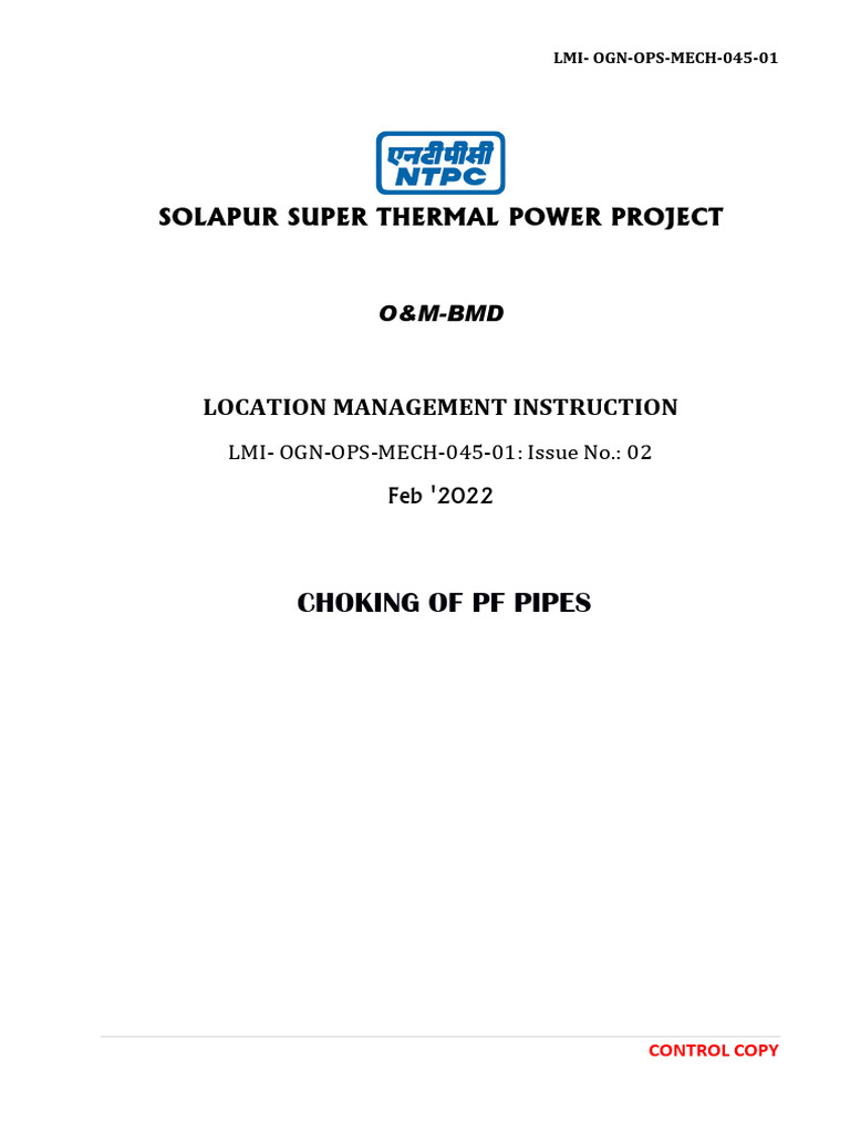 Choking of PF Pipes | PDF | Pressure | Coal