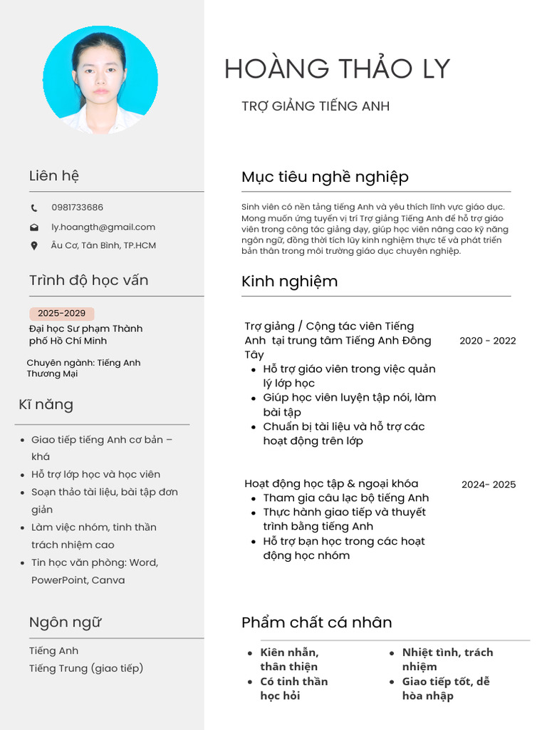 Minimalist Modern Professional CV Resume | PDF