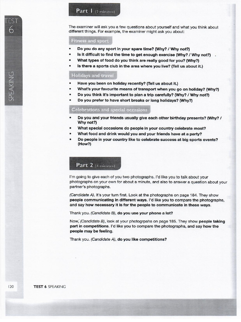 Test 6 Speaking Script | PDF