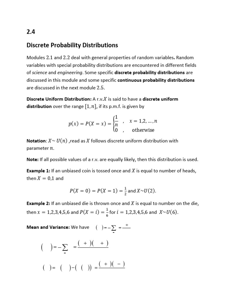 Discrete Probability Distributions Explained | PDF | Probability ...