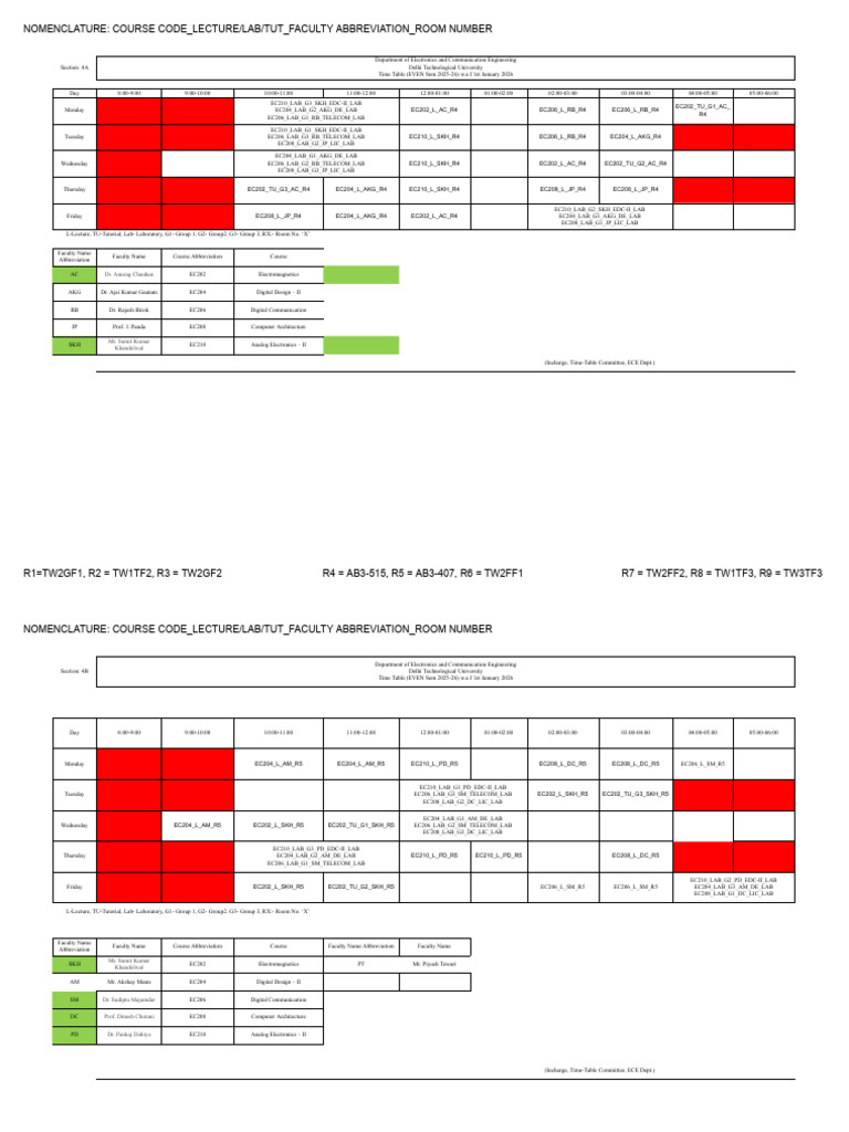 ECE Department Timetable 2025-26 | PDF | Engineering | Computer Science