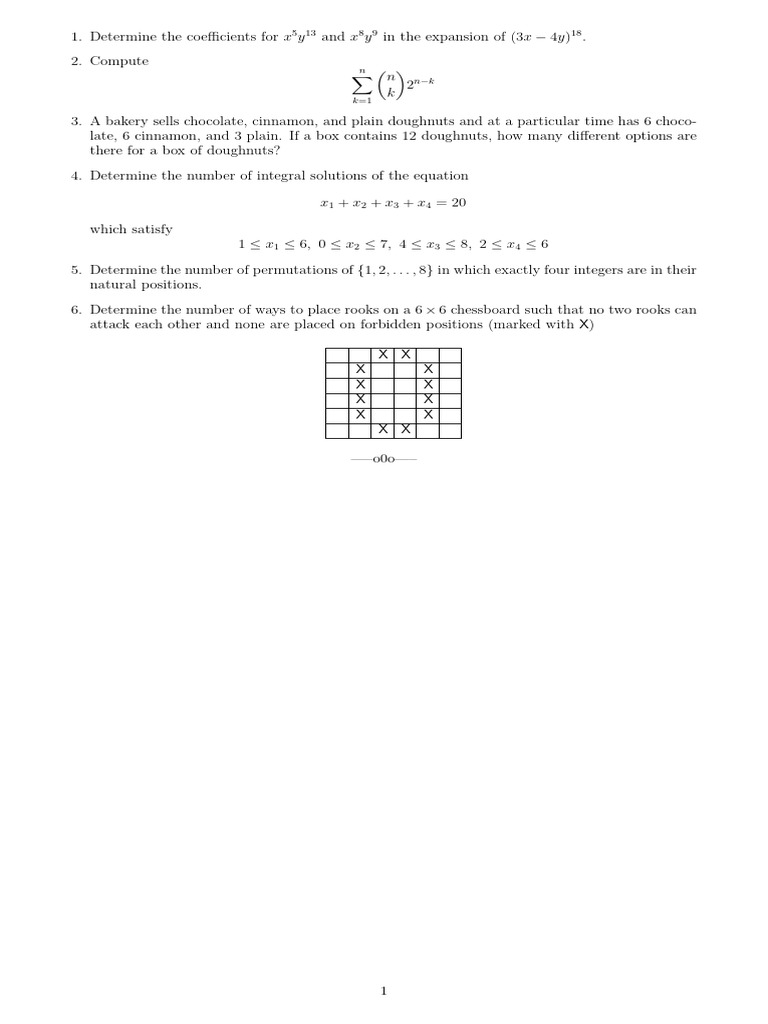 Combinatorial Problem Solutions | PDF