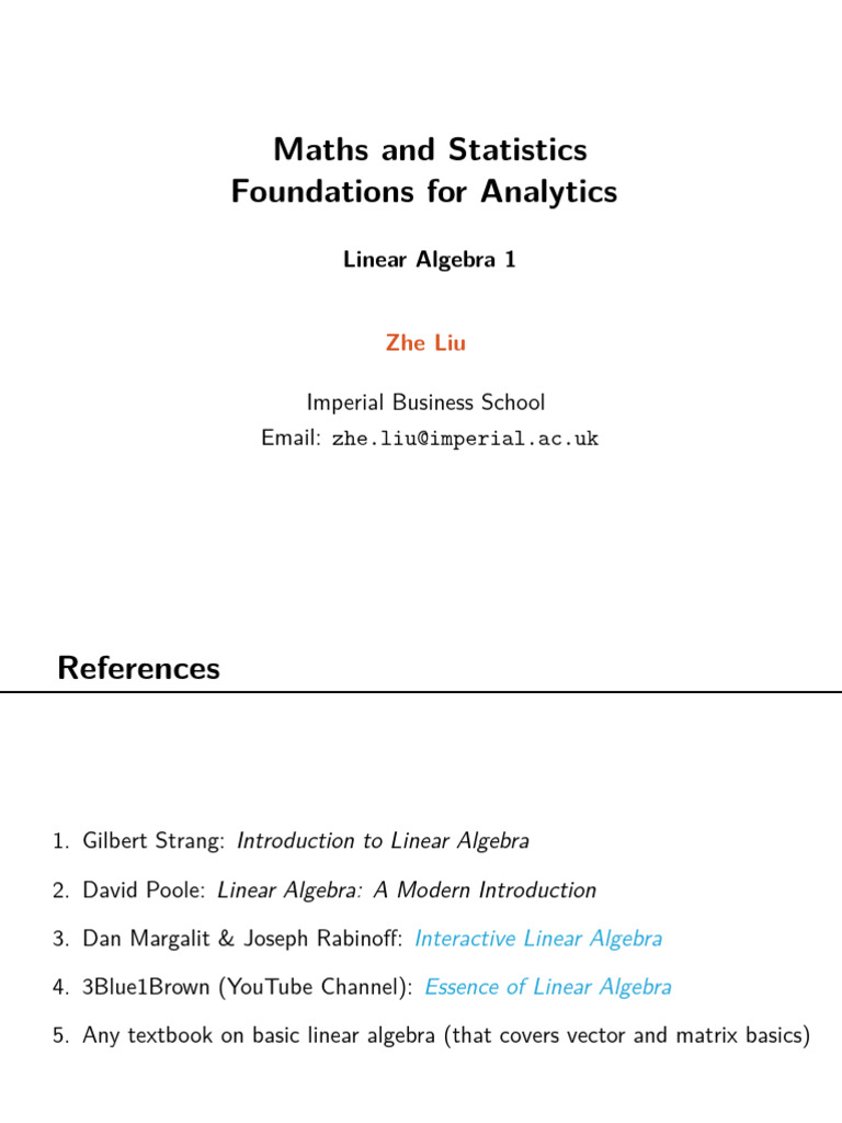 Linear Algebra Basics: Vectors Explained | PDF | Vector Space | Linear ...
