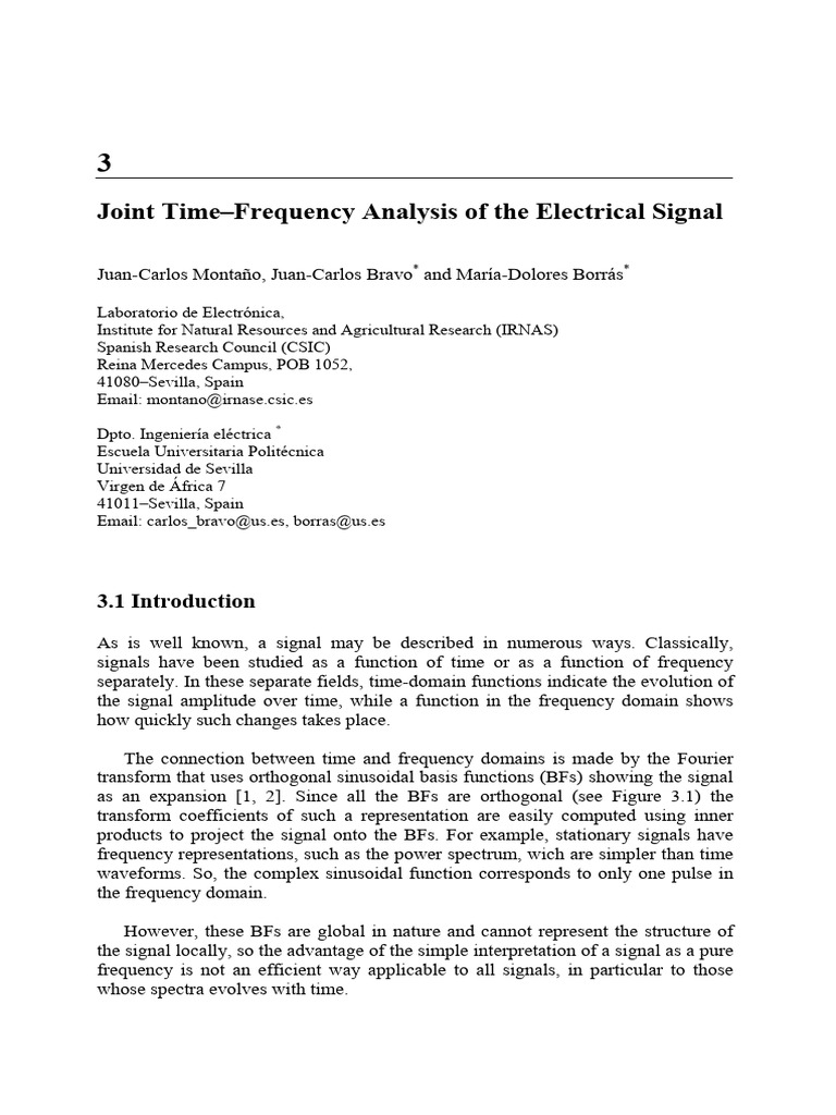 03 Joint Time-Frequency Analysis of The Electrical Signal | PDF ...