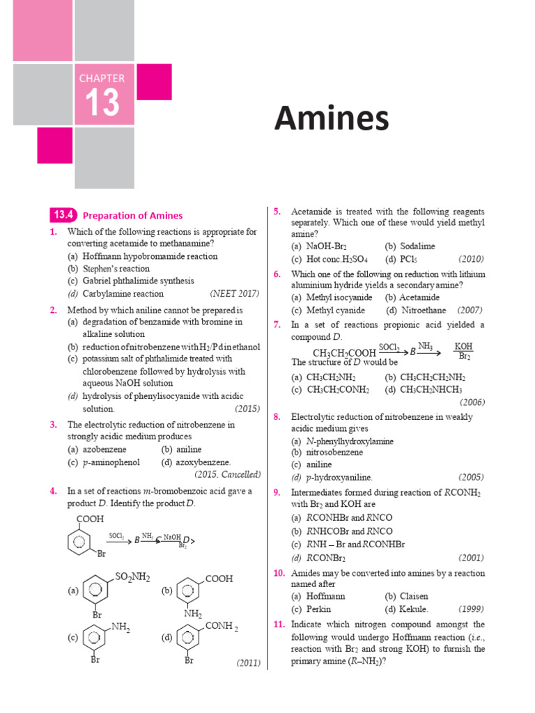 Amines: Preparation and Reactions Guide | PDF | Amine | Chemical Substances