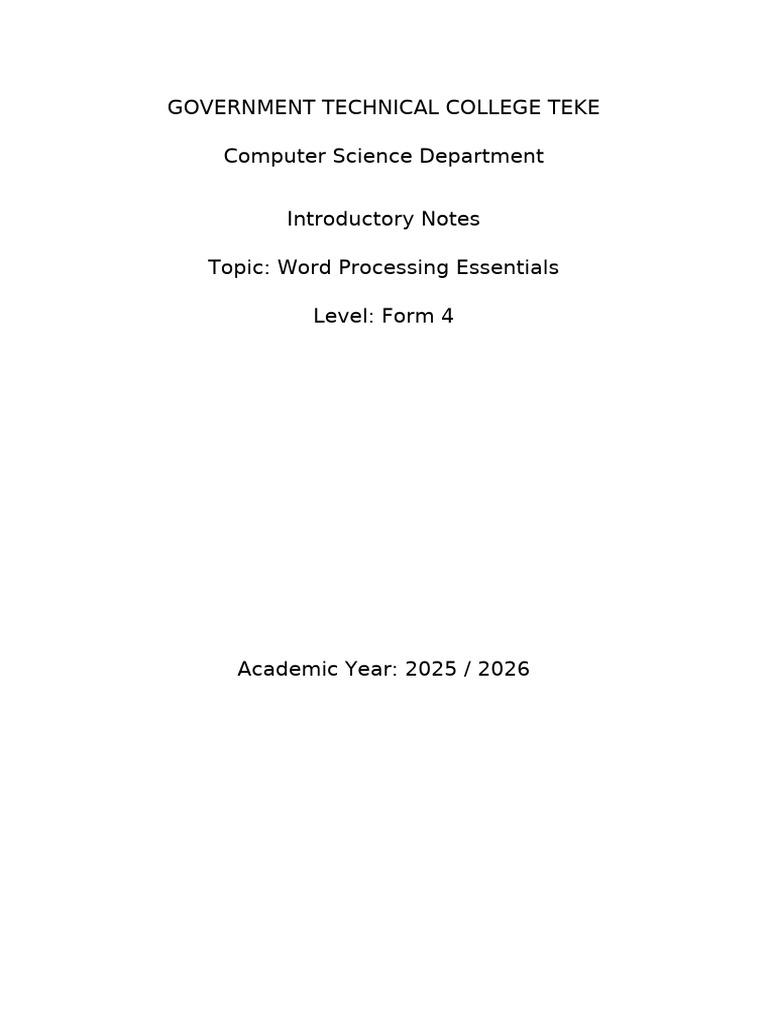 Word Processing Essentials for Students | PDF | Word Processor ...
