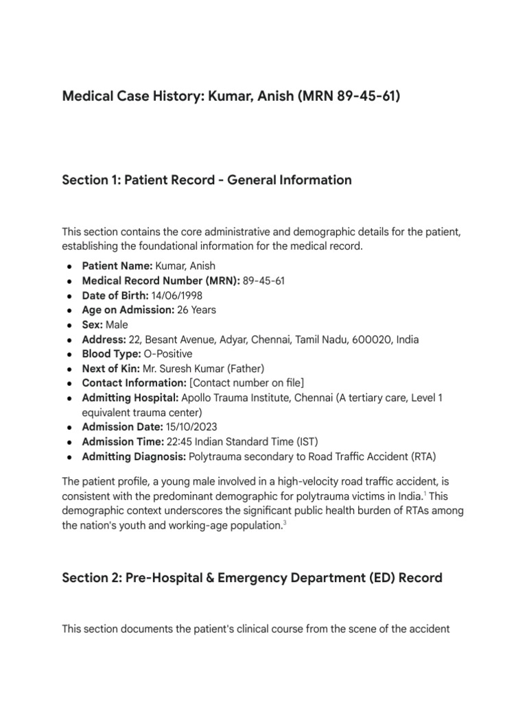 Medical Case: Polytrauma from RTA | PDF | Traumatic Brain Injury ...