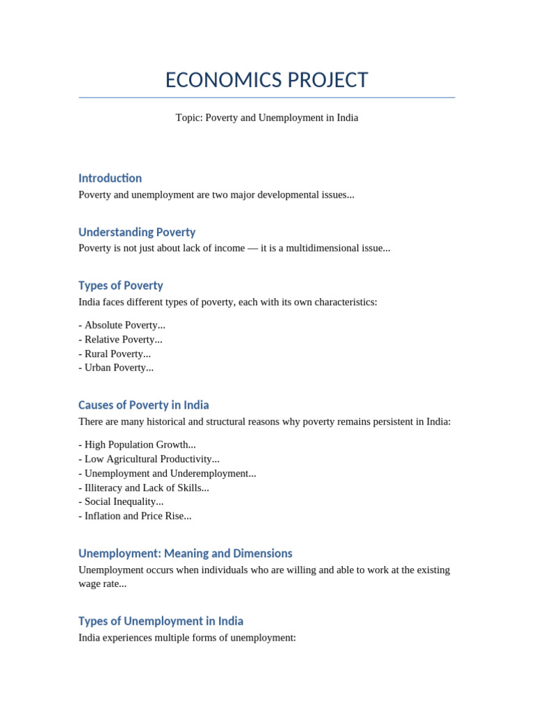 Poverty and Unemployment in India Analysis | PDF | Unemployment | Poverty