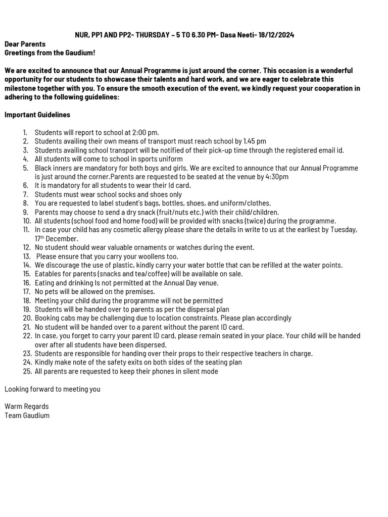 Annual Programme Guidelines for Parents | PDF | Chess Theory