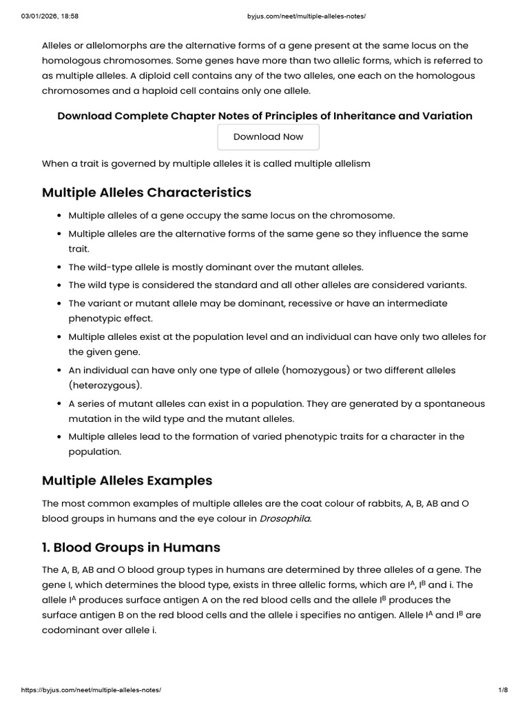 Understanding Multiple Alleles in Genetics | PDF | Allele | Zygosity