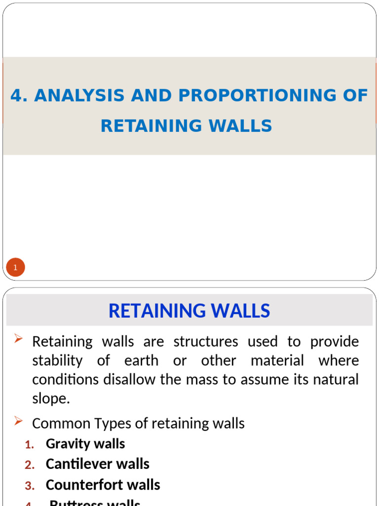 Retaining Walls: Types and Design Stability | PDF | Mechanical ...