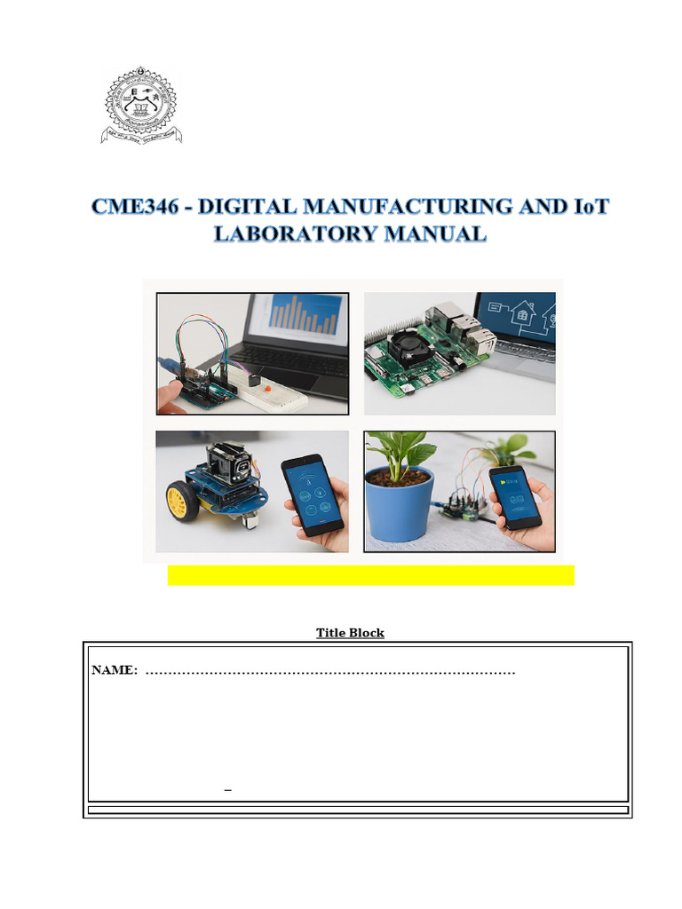 1.0 DIGITAL MANUFACTURING AND IoT LAB MANUAL | PDF | Arduino | Raspberry Pi