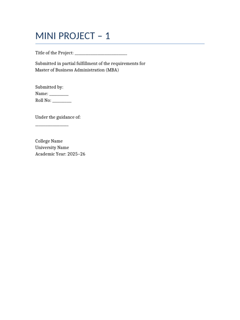 MBA Mini Project Guidelines and Structure | PDF | Methodology | Concept