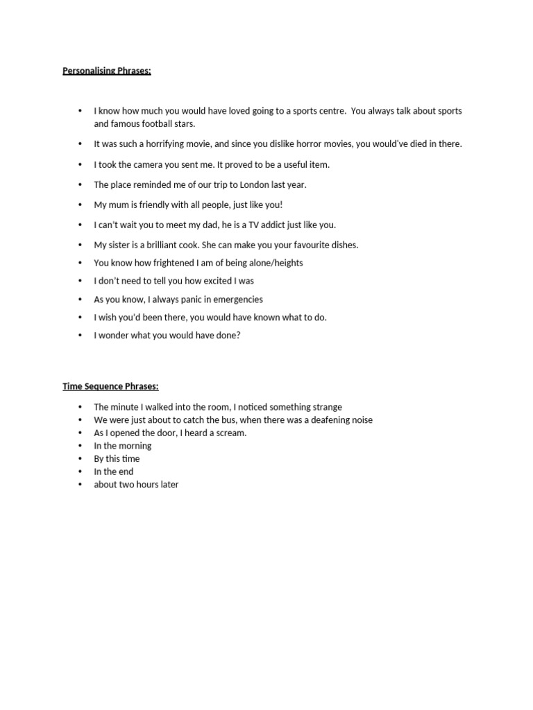 Personalizing Phrases and Time Sequences | PDF