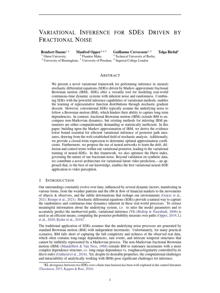 Variational Inference for Fractional SDEs | PDF | Stochastic ...