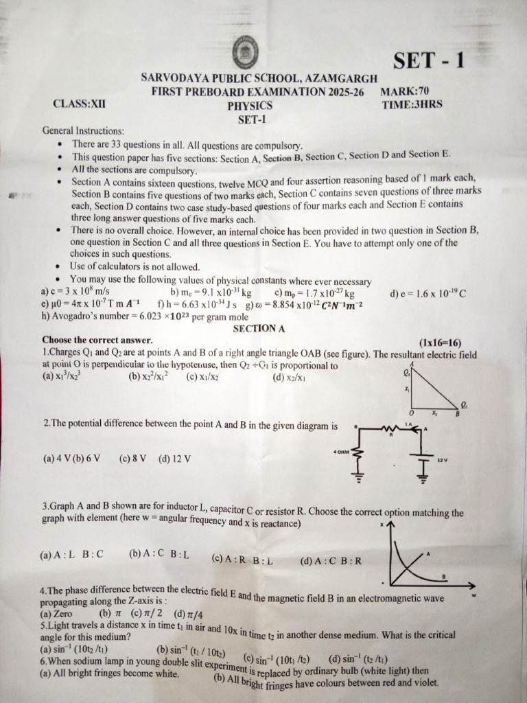 Physics SET 1 | PDF