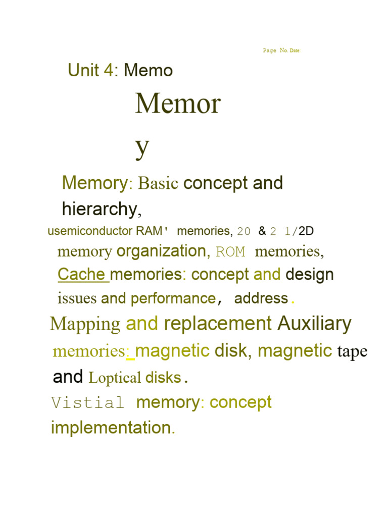 coa Unit 4-1 | PDF | Random Access Memory | Computer Data Storage