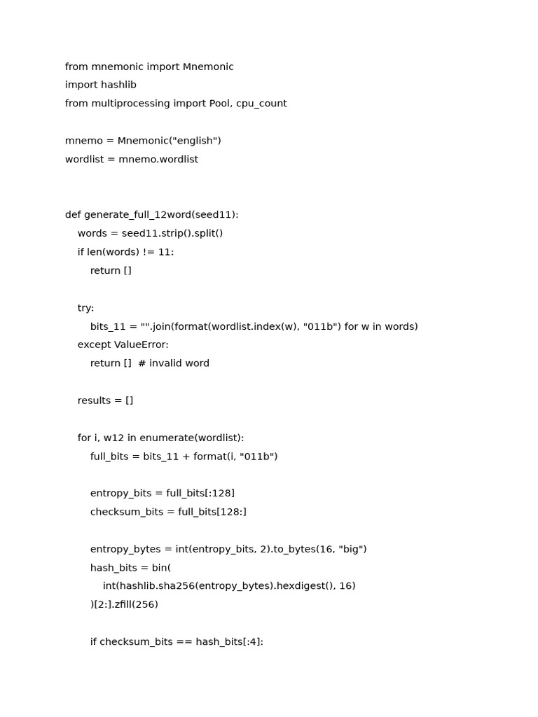 Generate Valid 12-Word Mnemonics | PDF