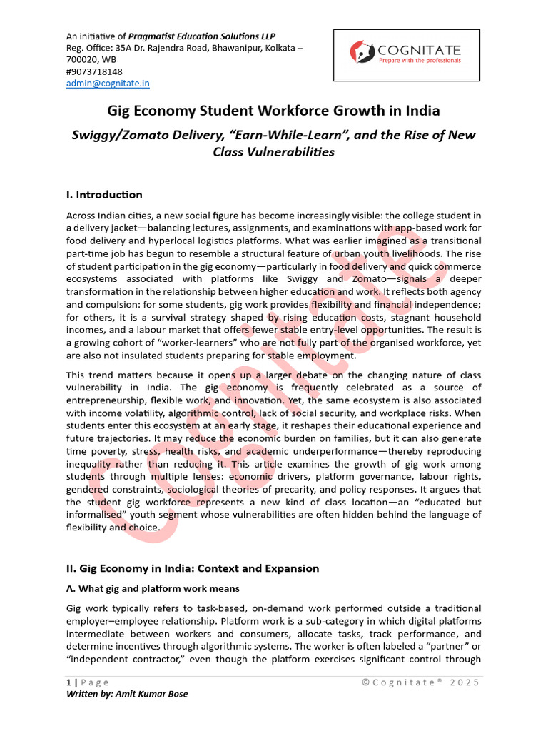 Gig Economy Impact on Indian Students | PDF | Cost Of Living | Employment