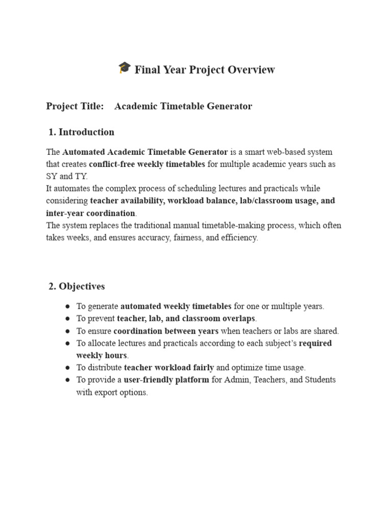 Automated Academic Timetable Generator | PDF | Teachers | Computing
