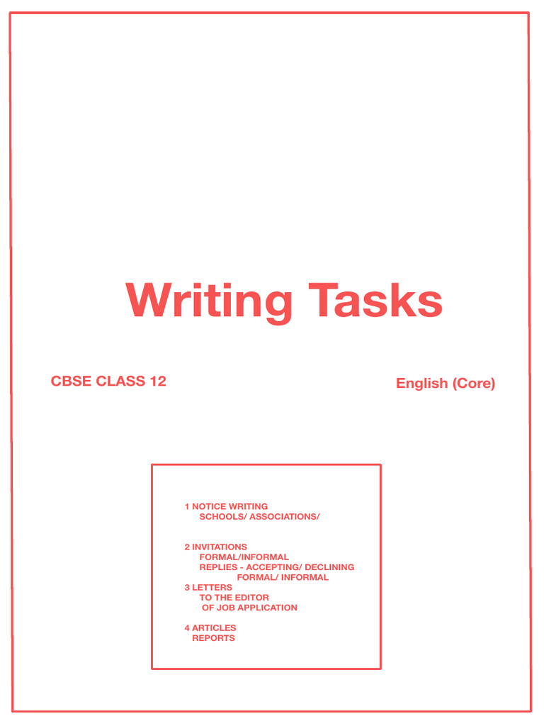 CBSE Class 12 English Writing Tasks | PDF