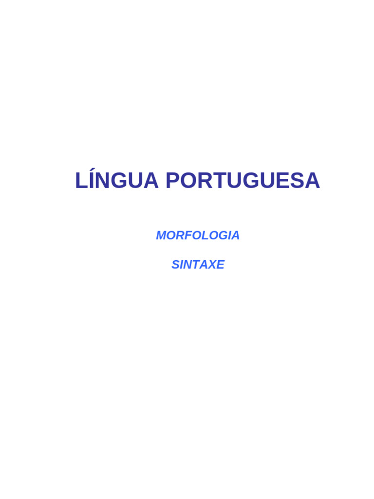 Morfologia e Sintaxe da Língua Portuguesa | PDF | Assunto (gramática ...