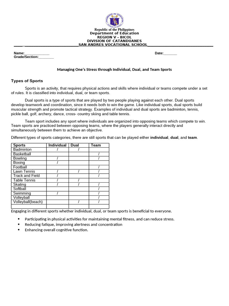 Hand Outs L 2 With Activity 12-3-25 | PDF | Physical Fitness | Psychology