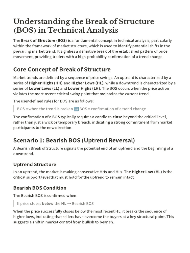 Understanding the Break of Structure (BOS) in Tech | PDF | Market Trend |  Technical Analysis