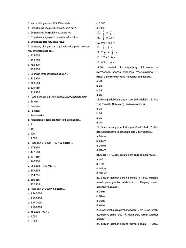 Soal Bilangan dan Rasio Matematika | PDF