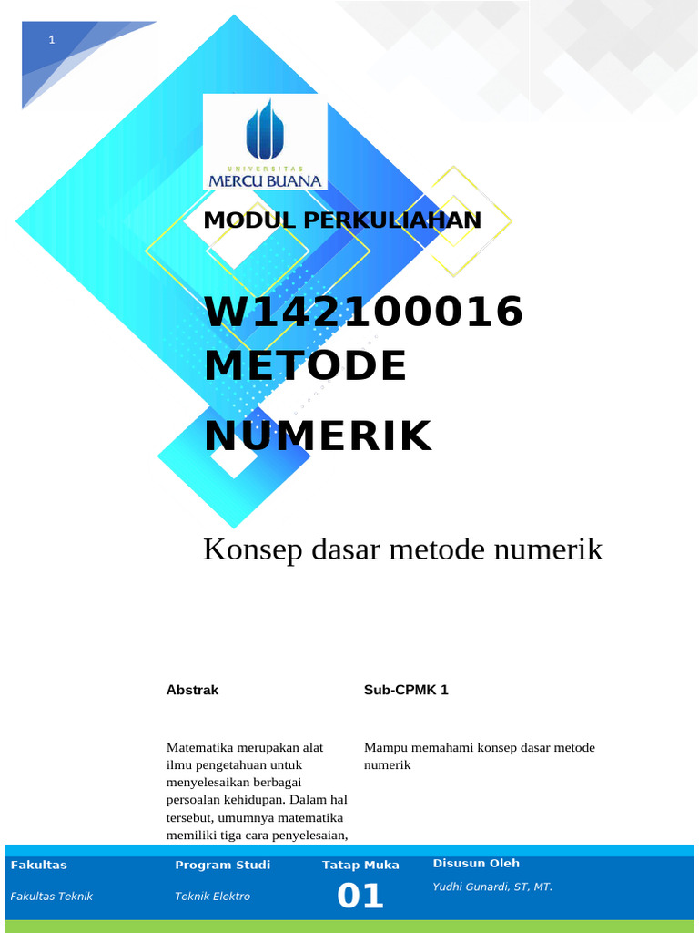 Konsep Dasar Metode Numerik | PDF