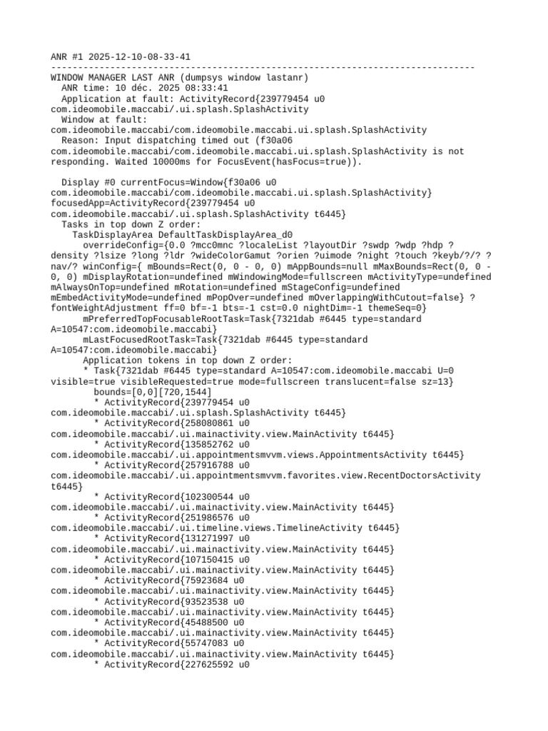 ANR Report for Maccabi App Activity | PDF | Operating System Families ...