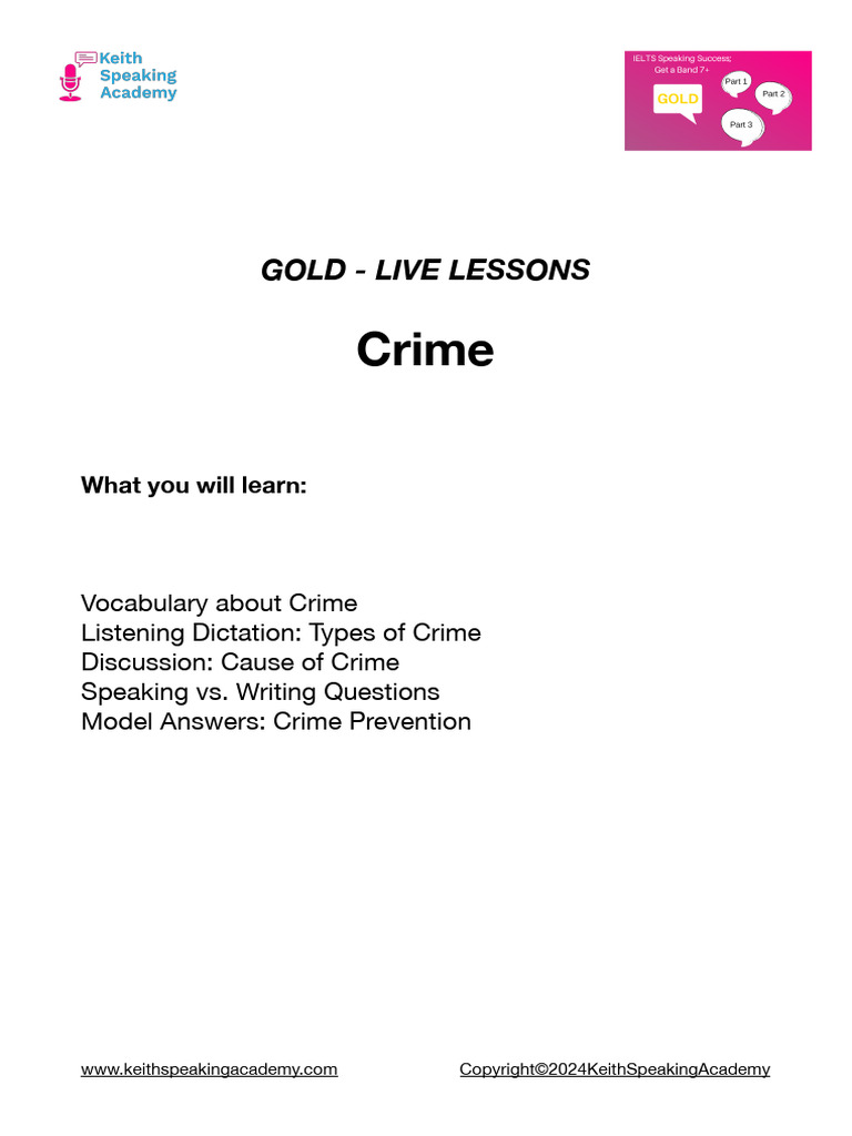 Crime Vocabulary and Discussion Guide | PDF | Crimes | Crime & Violence