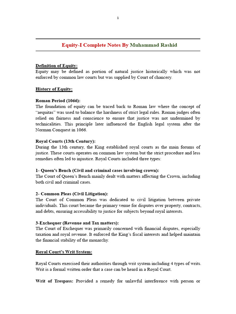 Understanding Equity and Its Jurisdictions | PDF | Legal Remedy ...