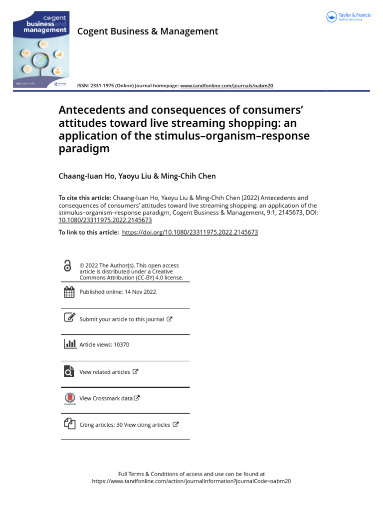 Antecedents and Consequences of Consumers Attitudes Toward Live ...