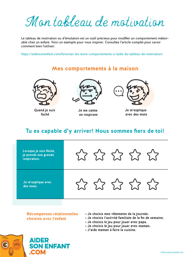 Tableau de motivation pour enfants | PDF