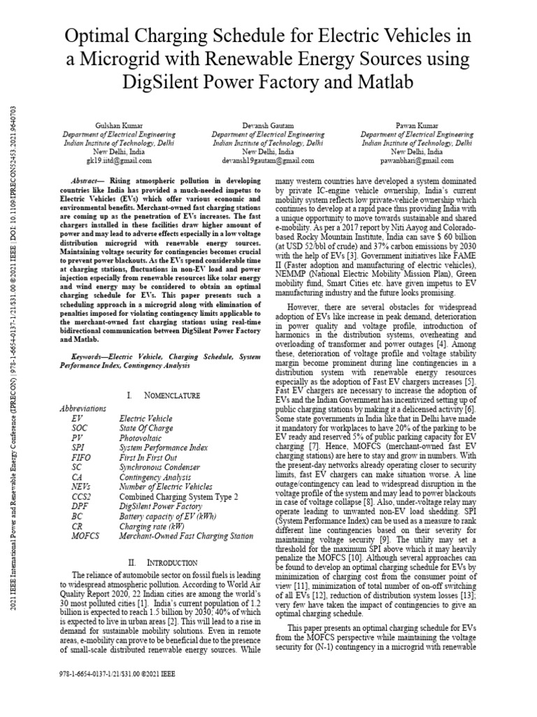 Optimal EV Charging in Renewable Microgrids | PDF | Electric Vehicle ...