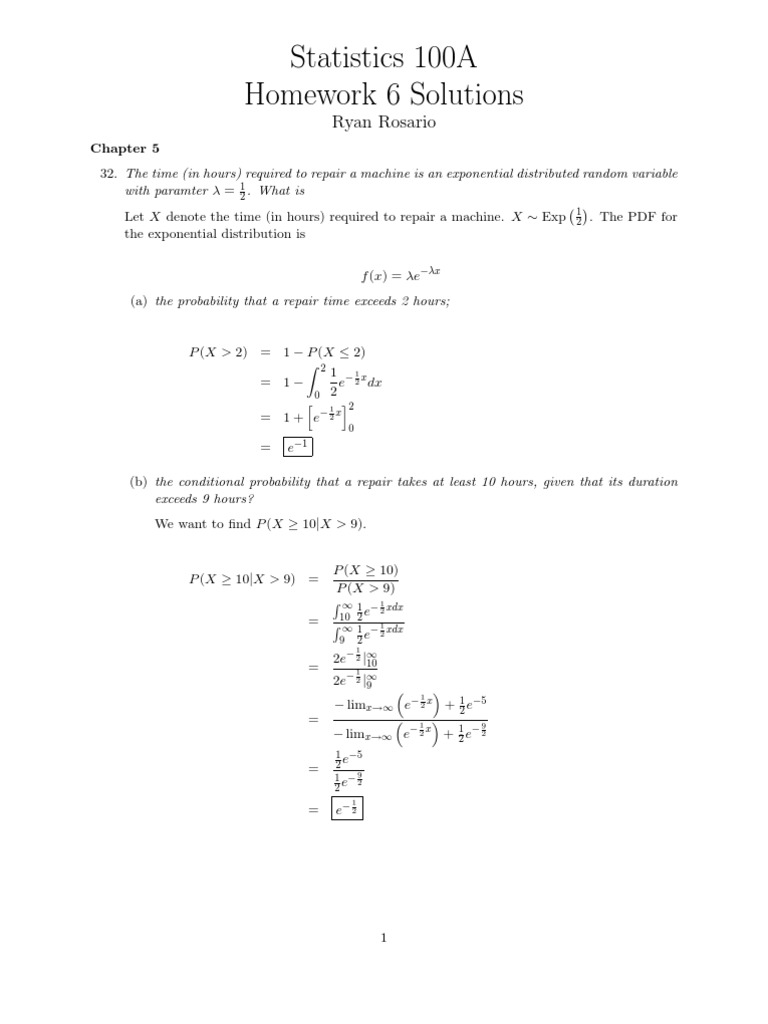 Statistics 100A Homework 6 Solutions Ryan Rosario PDF Probability