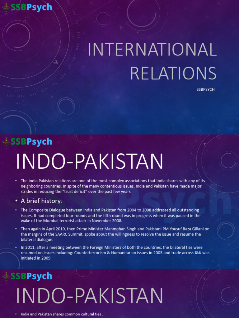 Indo-Pakistan Relations Overview | PDF | India–Pakistan Relations ...