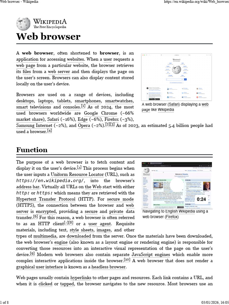 Web Browser - Wikipedia | PDF | World Wide Web | Internet & Web
